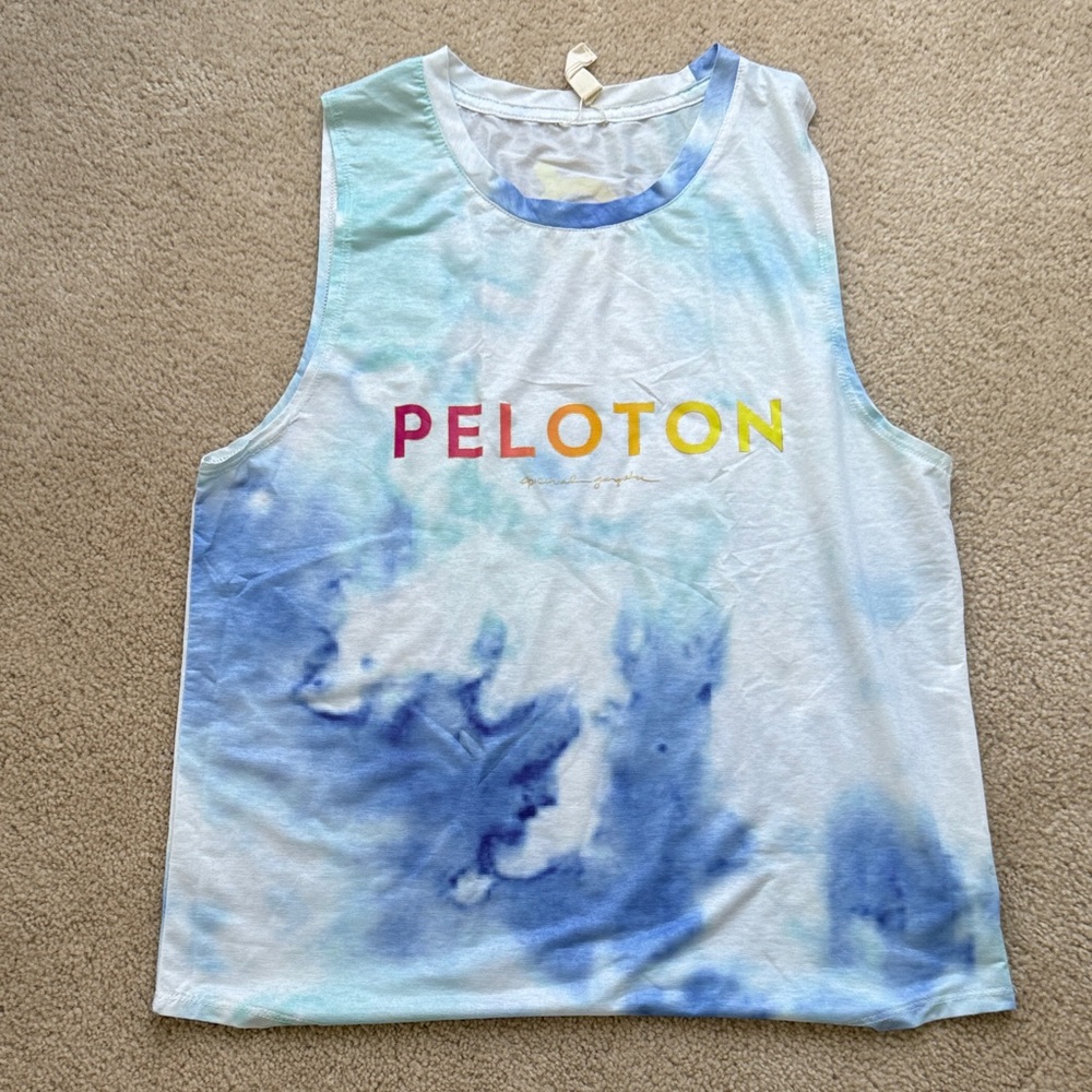 Peloton Blue and White Tank Top